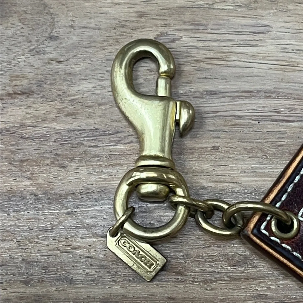 Coach Brown Leather Letter F Bag Charm - Picture 3 of 4